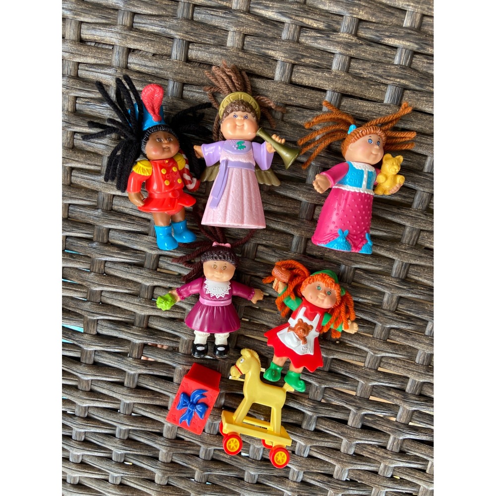 Vintage Cabbage Patch Kids Mini Figures Lot Yarn Hair Angel Rocking Horse 90s
